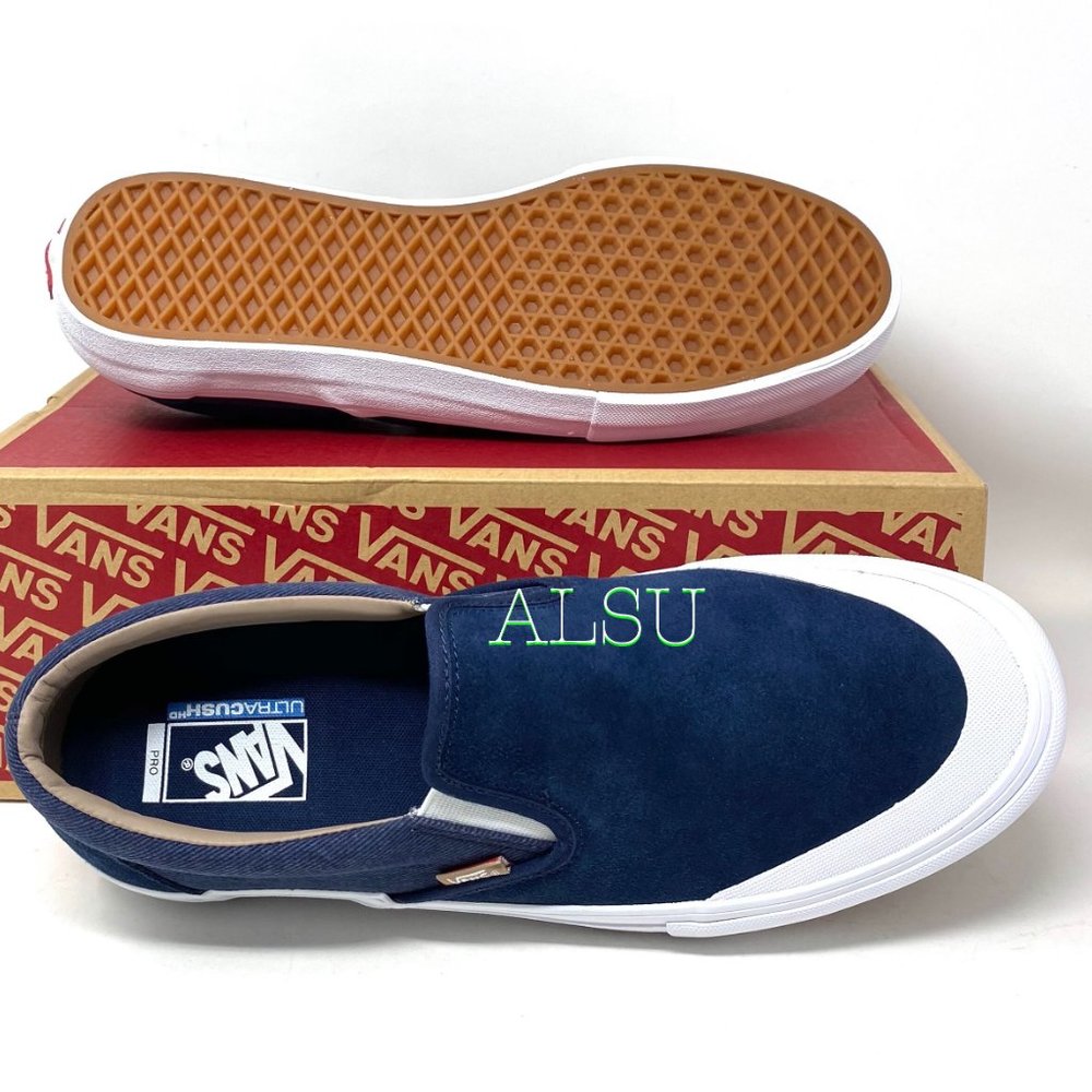 VANS Slip-On Pro Suede Canvas Twill Blue Women's - Picture 2 of 10
